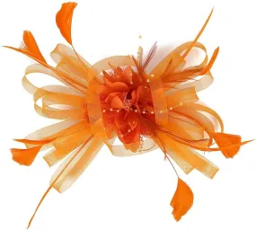 Women Fascinator Feather Flower Hair Clip Pin Brooch Corsage Bridal Headband Derby Hat Cocktail Tea Party Wedding