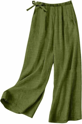 Women Stretchy Waist Wide Leg Pants Elastic Waist Trousers for Everyday Wear All-Day Wear Loose Lounge Pant for Work
