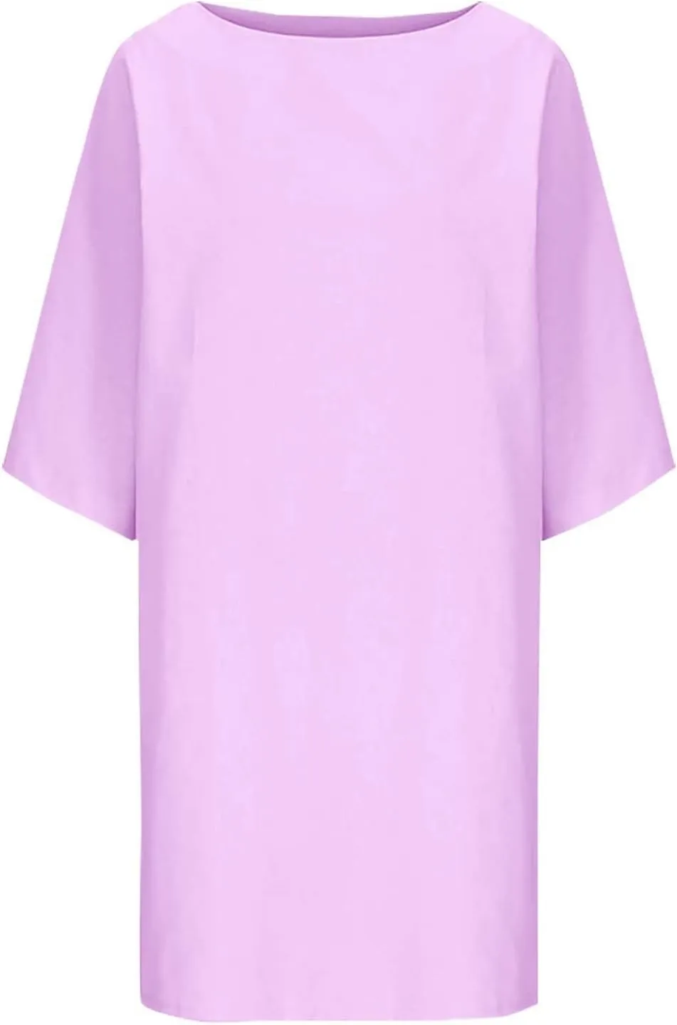 Women Summer Crew Neck Half Sleeve Midi Dress Casual Side Split Plus Size Wrinkle-Free Travel Vacation T Shirt Dress