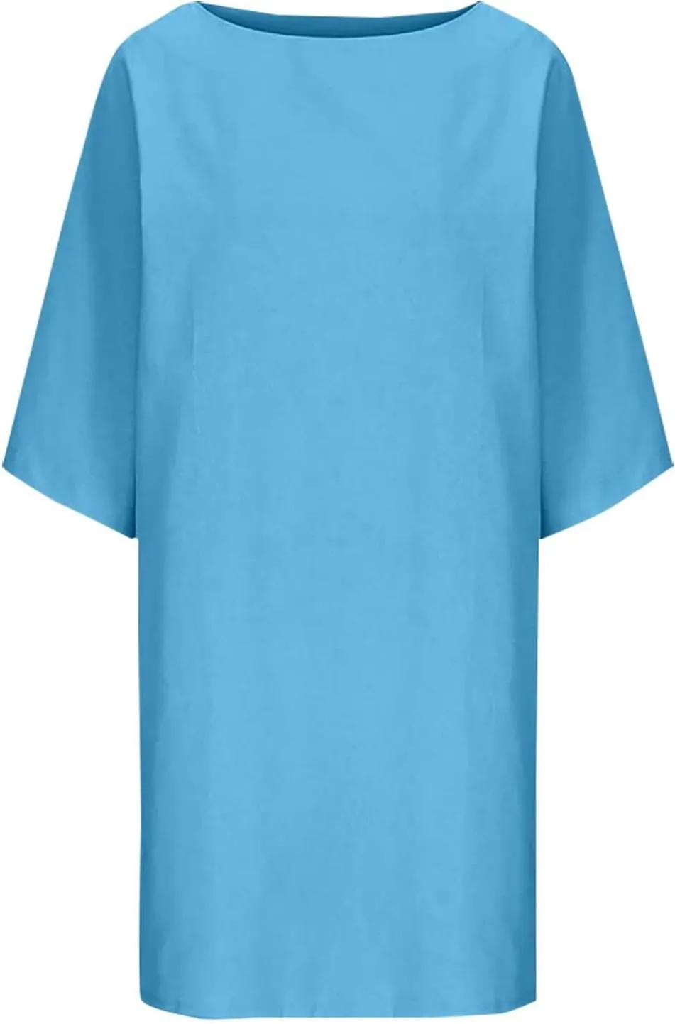 Women Summer Crew Neck Half Sleeve Midi Dress Casual Side Split Plus Size Wrinkle-Free Travel Vacation T Shirt Dress