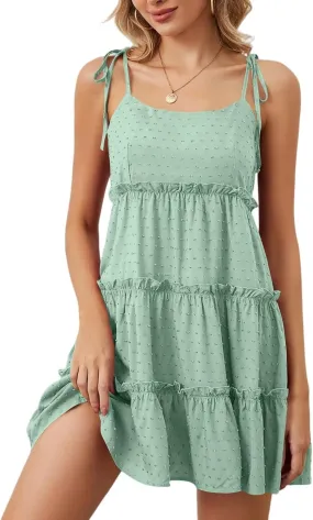 Womens 2025 Off-Shoulder Sleeveless Spaghetti Strap Dresses Summer Beach Vacation Sexy Cocktail Party Dress