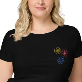 Womens Embroidered Spring Flowers Organic t-Shirt