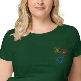Womens Embroidered Spring Flowers Organic t-Shirt