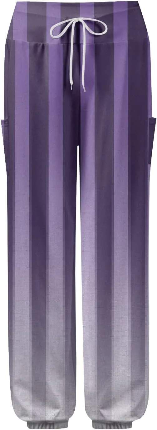 Women's Harem Pants, Hippie Palazzo Pants Boho Joggers High Waist Drawstring Trousers Flowy Clothes Pant with Pockets E0