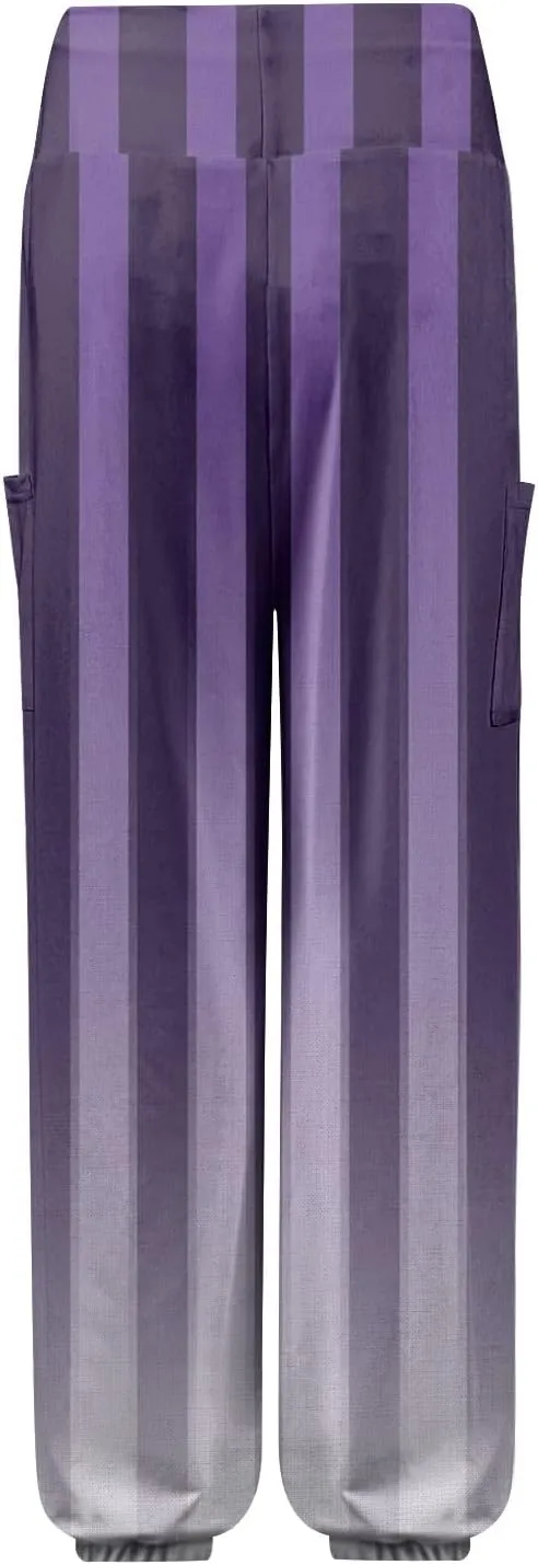 Women's Harem Pants, Hippie Palazzo Pants Boho Joggers High Waist Drawstring Trousers Flowy Clothes Pant with Pockets E0