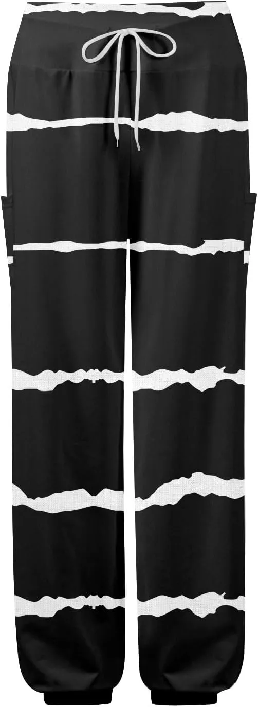 Women's Harem Pants, Hippie Palazzo Pants Boho Joggers High Waist Drawstring Trousers Flowy Clothes Pant with Pockets E0