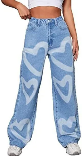 Women's High Waist Baggy Jeans Wide Leg Denim Jeans Flap Pocket Side Jeans Straight Casual Loose Trousers Classic Streetwear A-Blue
