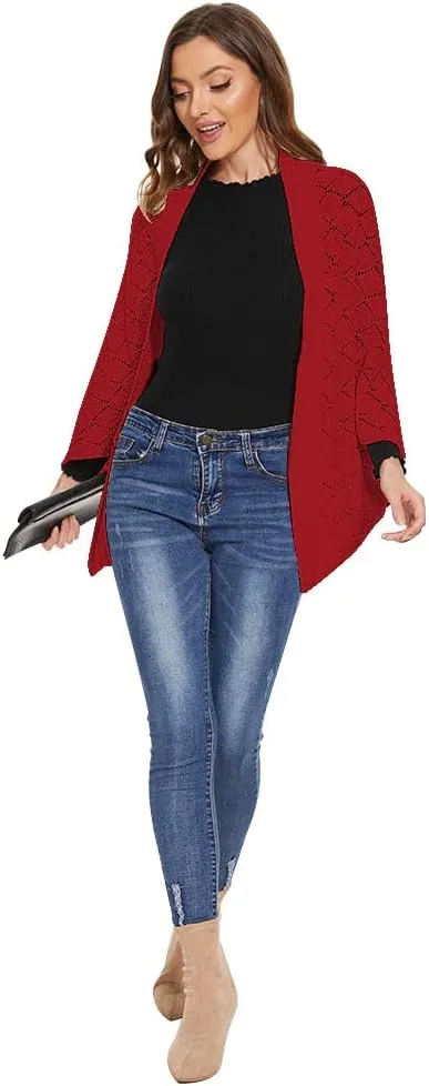 Women's Kimono Batwing Cable Knitted Slouchy Oversized Wrap Cardigan Shawl Sweater