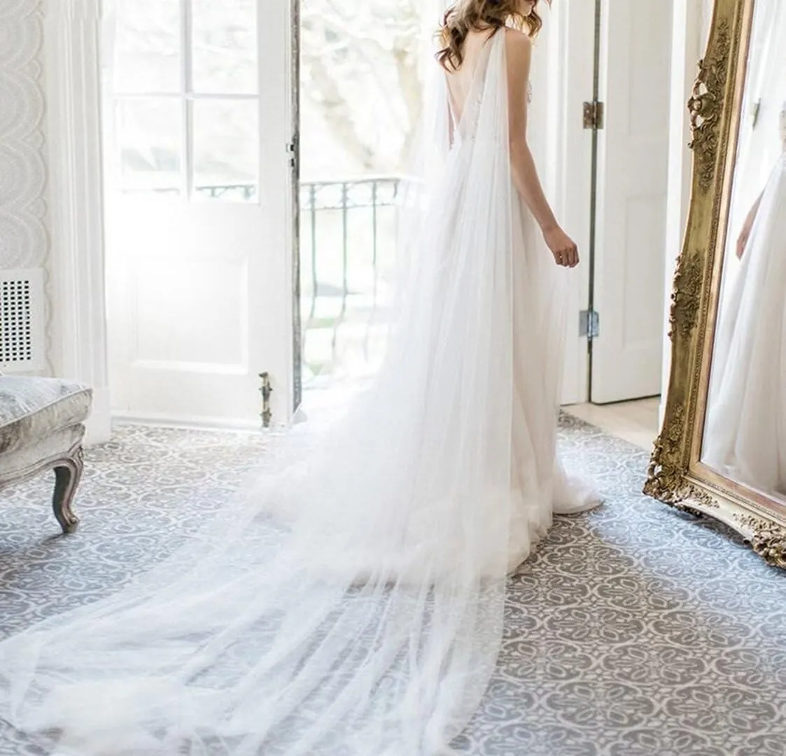 Women's Long Wedding Shawl Cloak Cathedral Veil Evening Shawl Wedding Wraps Bridal Capes