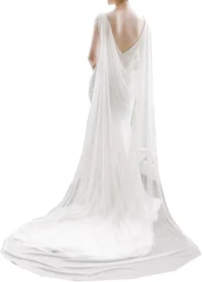 Women's Long Wedding Shawl Cloak Cathedral Veil Evening Shawl Wedding Wraps Bridal Capes