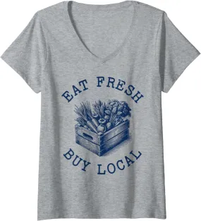 Womens Organic Food Market Farmer V-Neck T-Shirt