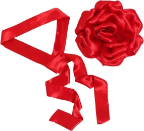 Women's Set of 2 Shiny Satin Sash Waist Belt Flower Brooch Pin Hair Clip for Bridal Wedding Party Dance Travel Dress