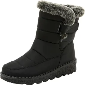 Women's Snow Boots Ankle Snow Boots Size 9 Wide for Women Winter Boots for Women Slip ons Black Leather Winter Boots for Women Womens Tall Winter Boots