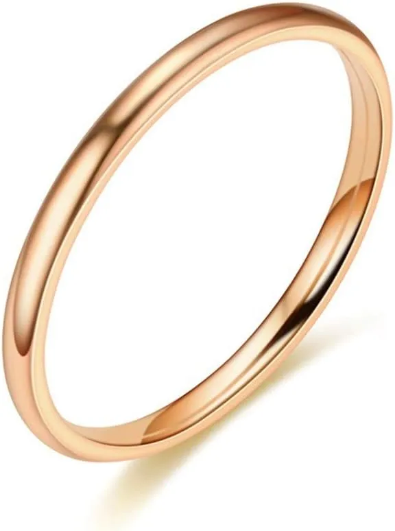 Women's Stainless Steel 1MM Thin Midi Stacking Rings Women Girls Fashion Plain Band Comfort Fit Wedding Band Ring
