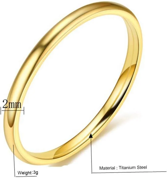 Women's Stainless Steel 1MM Thin Midi Stacking Rings Women Girls Fashion Plain Band Comfort Fit Wedding Band Ring