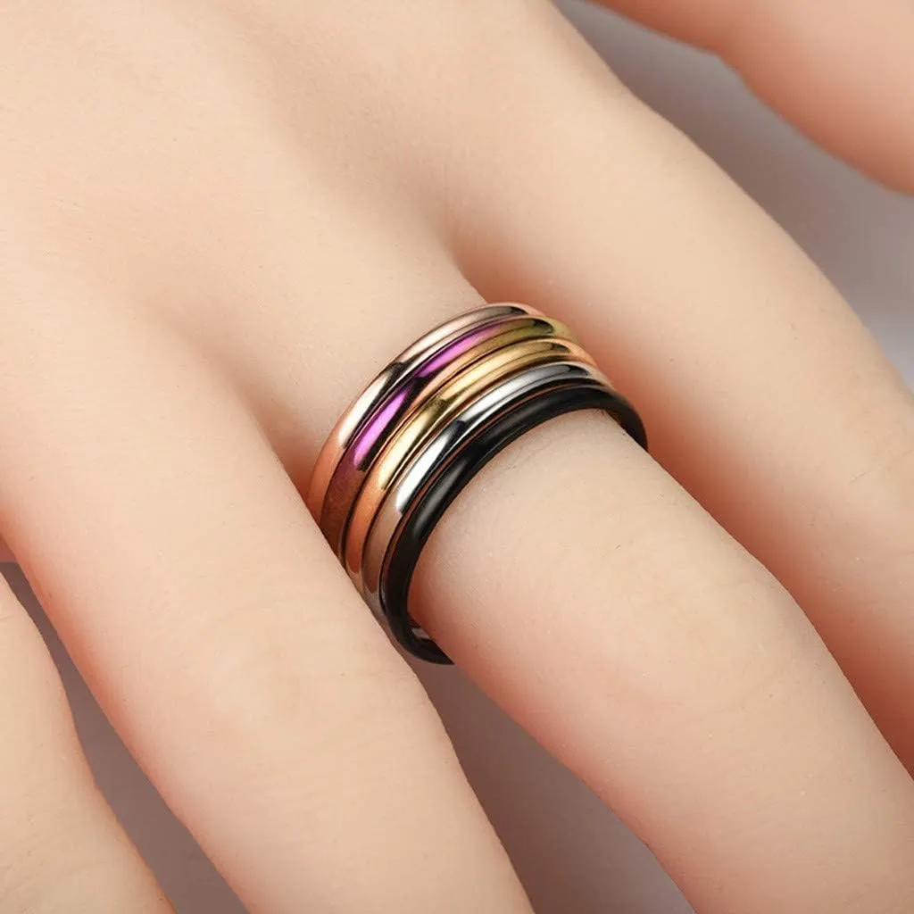 Women's Stainless Steel 1MM Thin Midi Stacking Rings Women Girls Fashion Plain Band Comfort Fit Wedding Band Ring
