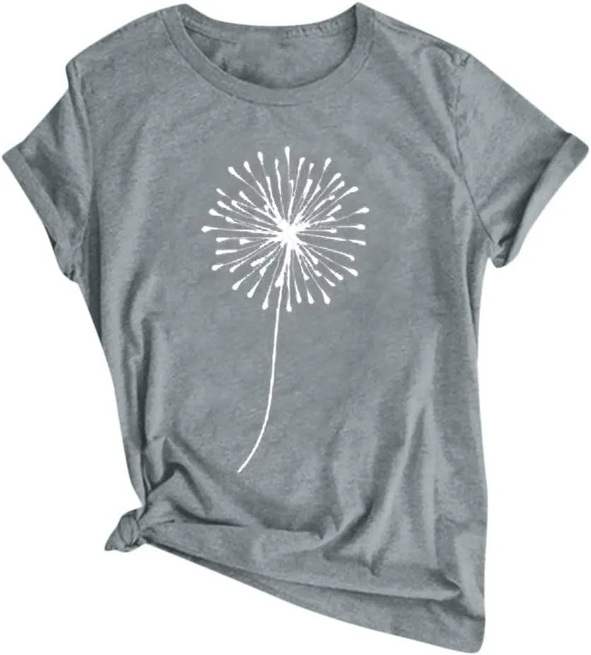 Women's Summer Sunflower T Shirt Flower Graphic Loose Tees Crew Neck Short Sleeve Casual Tops