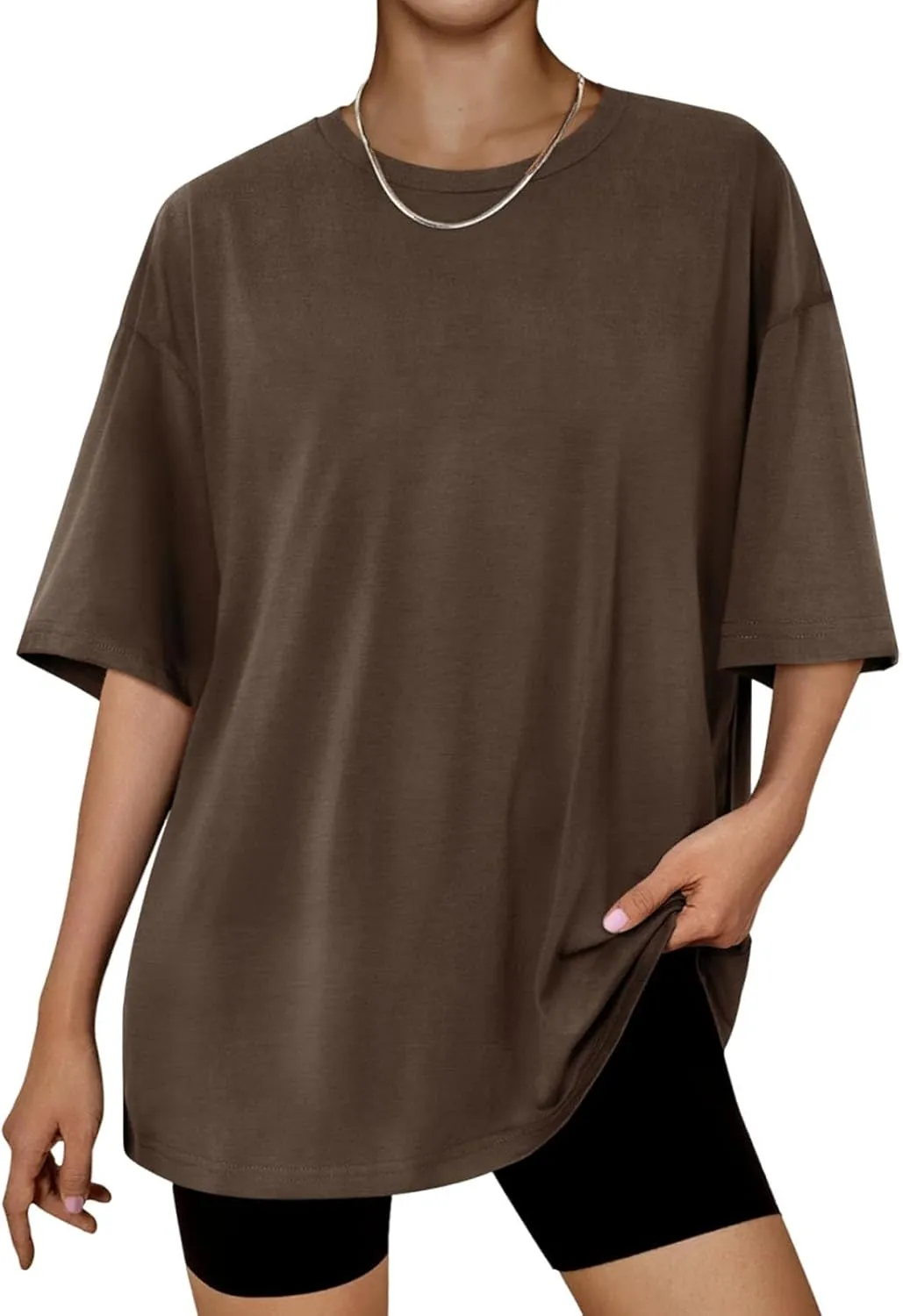 Womens Tops Short Sleeve Womens Summer Tops Trendy Casual Blouses Crewneck T Shirts Solid Color Loose Fit Going Out Tees