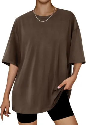 Womens Tops Short Sleeve Womens Summer Tops Trendy Casual Blouses Crewneck T Shirts Solid Color Loose Fit Going Out Tees
