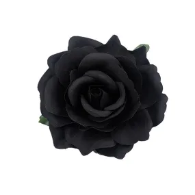 Women's Vintage Elegent Rose Flower Hairpin Hair Clip with Brooch for Party Travel Festivals (Black)