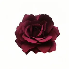 Women's Vintage Elegent Rose Flower Hairpin Hair Clip with Brooch for Party Travel Festivals (Burgundy)