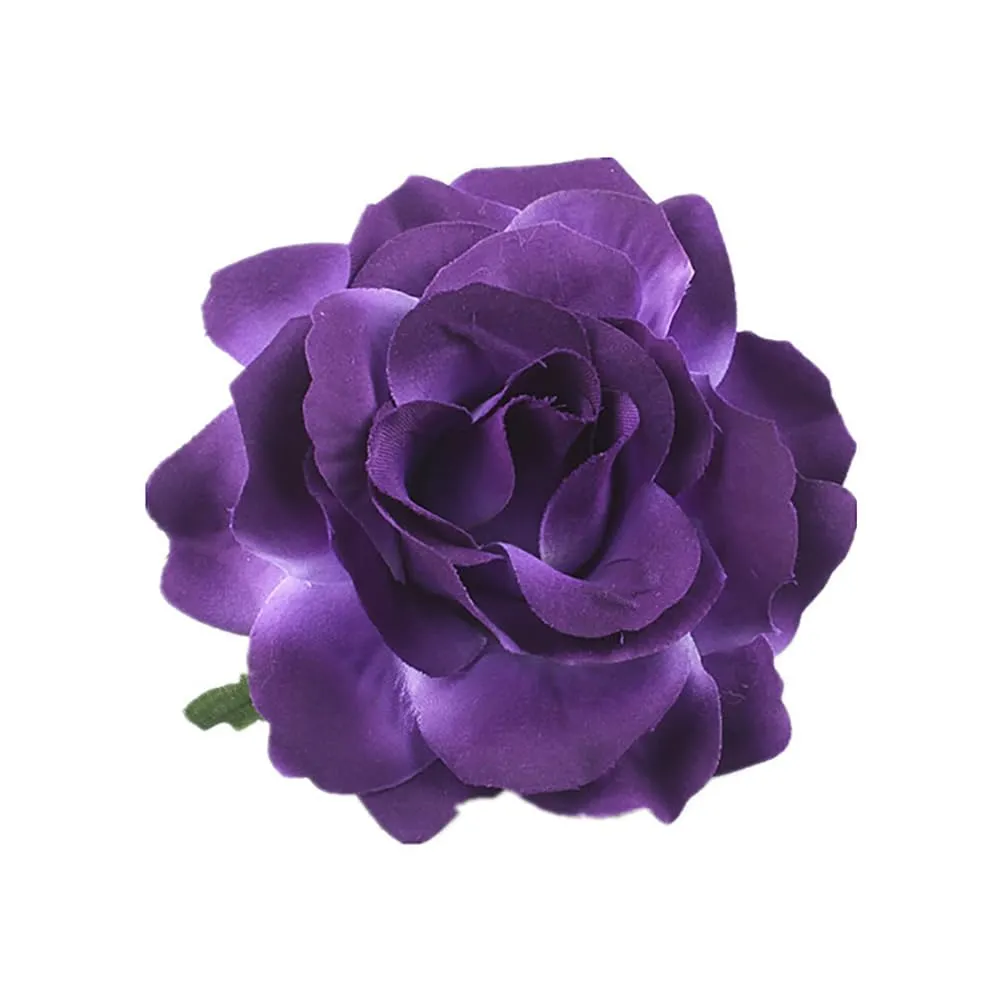 Women's Vintage Elegent Rose Flower Hairpin Hair Clip with Brooch for Party Travel Festivals (Dark Purple)