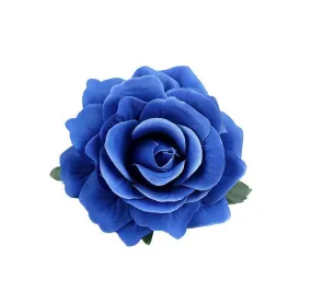 Women's Vintage Elegent Rose Flower Hairpin Hair Clip with Brooch for Party Travel Festivals (Royal Blue)