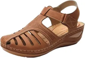 Women's Wedge Sandals Summer: Closed Toe for Women Platform Dressy Summer Vintage Casual Hollow Out Orthopedic Shoes Comfy Bohemia Gladiator Comfort Ankle Strap Orthotic Slip On Wedges