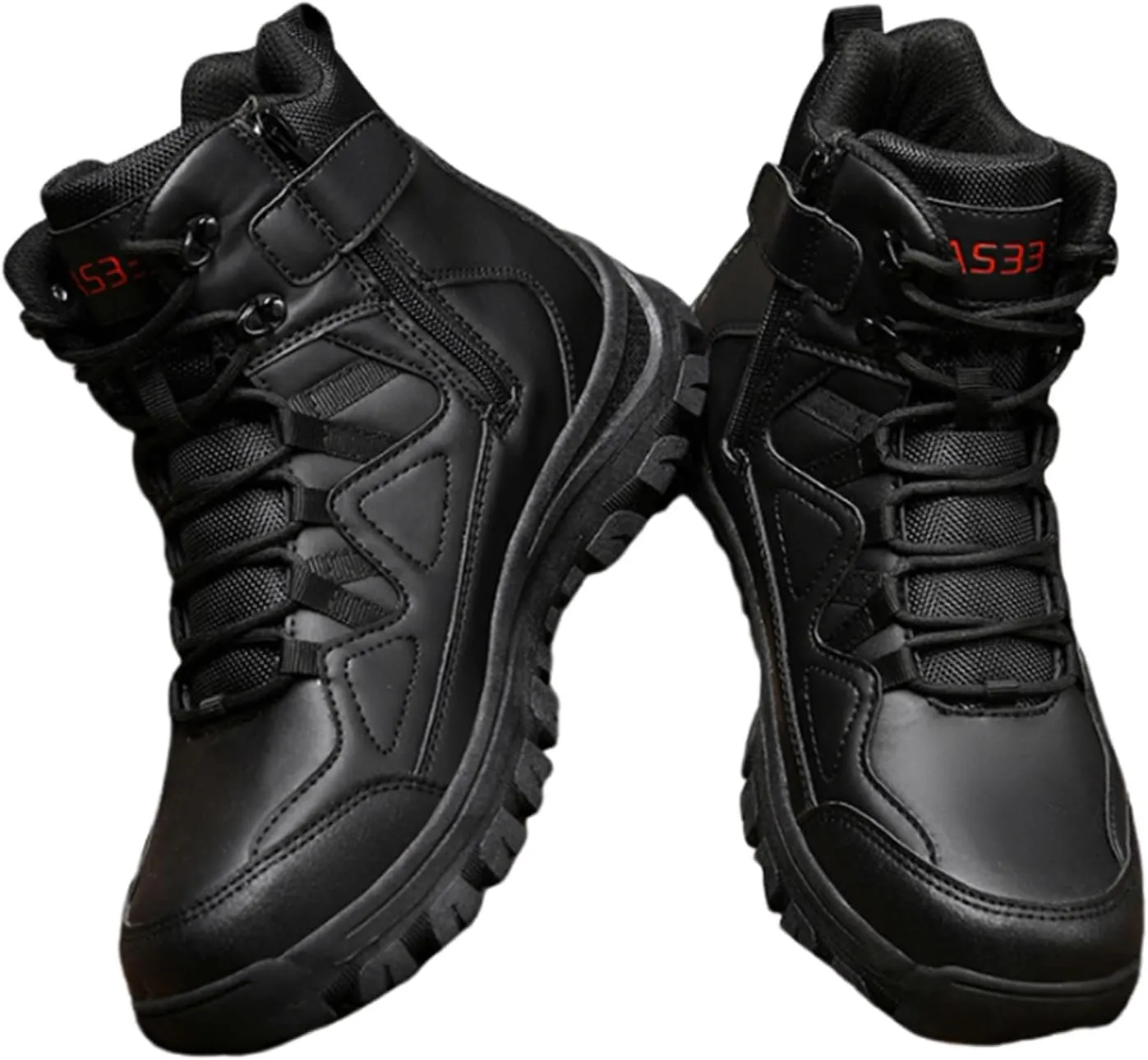 Wygwlg Men's Hiking Boots, Men Plus Size High Top Side Zipper Breathable Combat Work Boots, Comfortable and Water Resistant Work Boots, for Hiking, Motorcycle, Climbing, Army Training