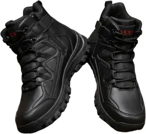 Wygwlg Men's Hiking Boots, Men Plus Size High Top Side Zipper Breathable Combat Work Boots, Comfortable and Water Resistant Work Boots, for Hiking, Motorcycle, Climbing, Army Training