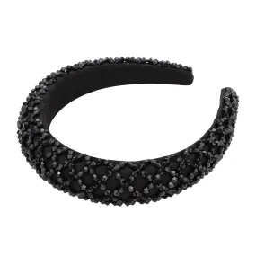 YISSION 1PC Black Rhinestone Headband for Women Girls Non Slip Head Bands Fashion Jeweled Hairband Sparkly Crystal Headbands for Women Bling Hair Accessories for Women Girls Wedding Prom Holiday
