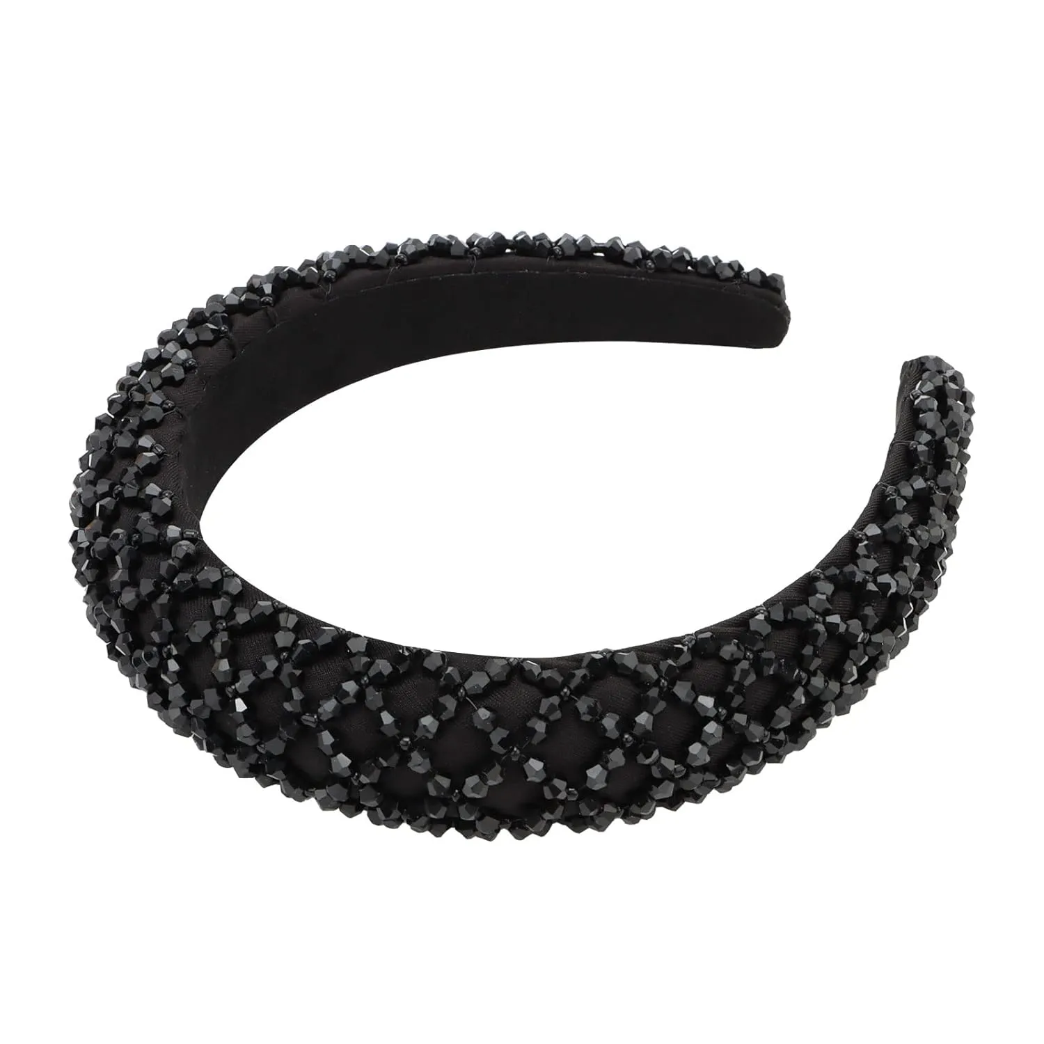 YISSION 1PC Black Rhinestone Headband for Women Girls Non Slip Head Bands Fashion Jeweled Hairband Sparkly Crystal Headbands for Women Bling Hair Accessories for Women Girls Wedding Prom Holiday