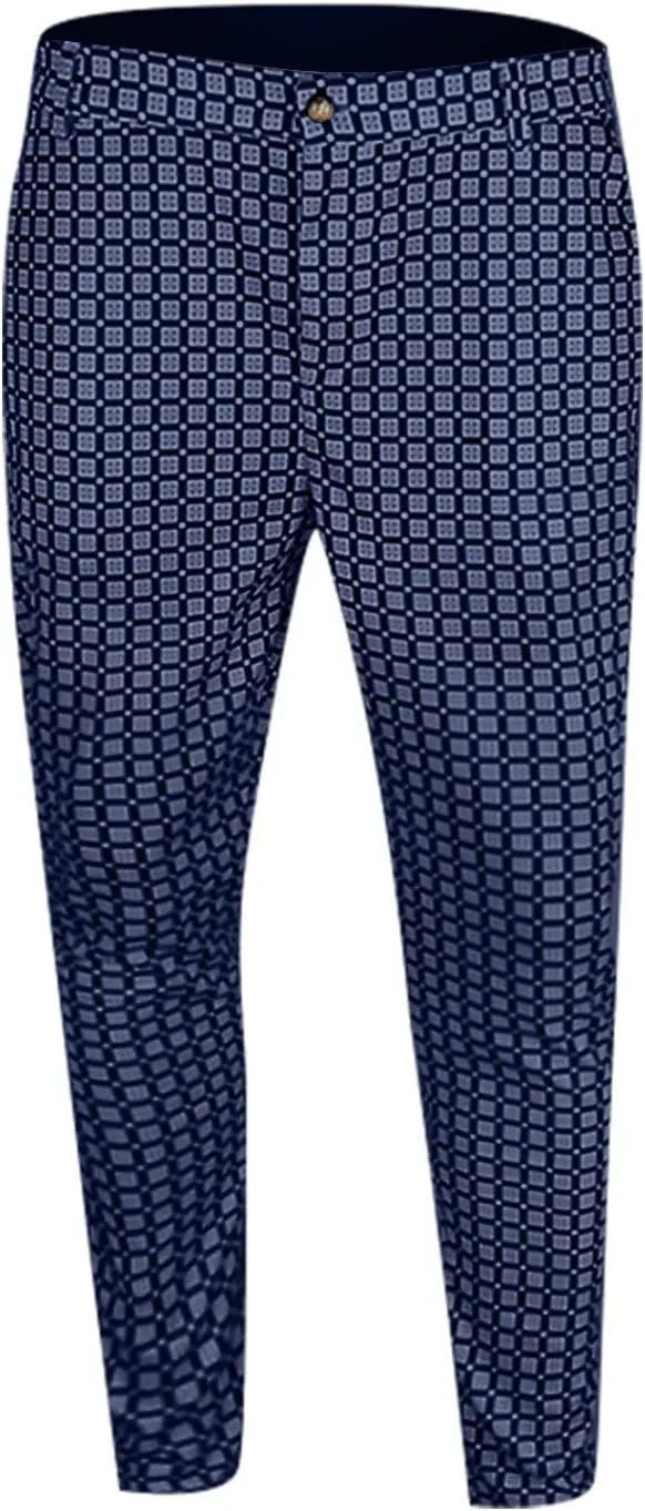 Ymosrh Khaki Jeans for Men Men's Fashion Stretch Dress Pants Slim Fit Plaid Pants Business Suit Casual Golf Jeans