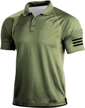 Ymosrh Men's 4th of July Polo Shirts Short Sleeve Tactical Shirts Golf T Shirts for Men, S-4XL