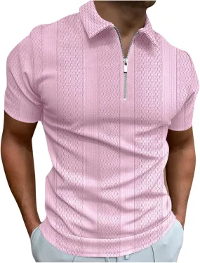 Ymosrh Men's Polo Shirts Zip Up Shirts Short Sleeve Casual Stylish Collared Shirts Golf T Shirts, M-3XL