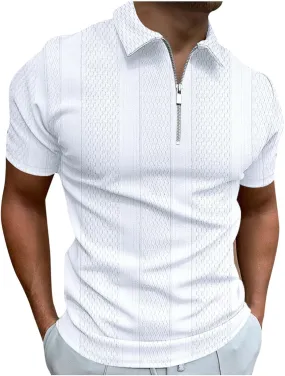 Ymosrh Men's Polo Shirts Zip Up Shirts Short Sleeve Casual Stylish Collared Shirts Golf T Shirts, M-3XL