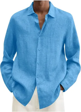Ymosrh Men's Shirts Casual Button Down Shirt Long Sleeve Solid Color Business Dress Shirts, L-5XL