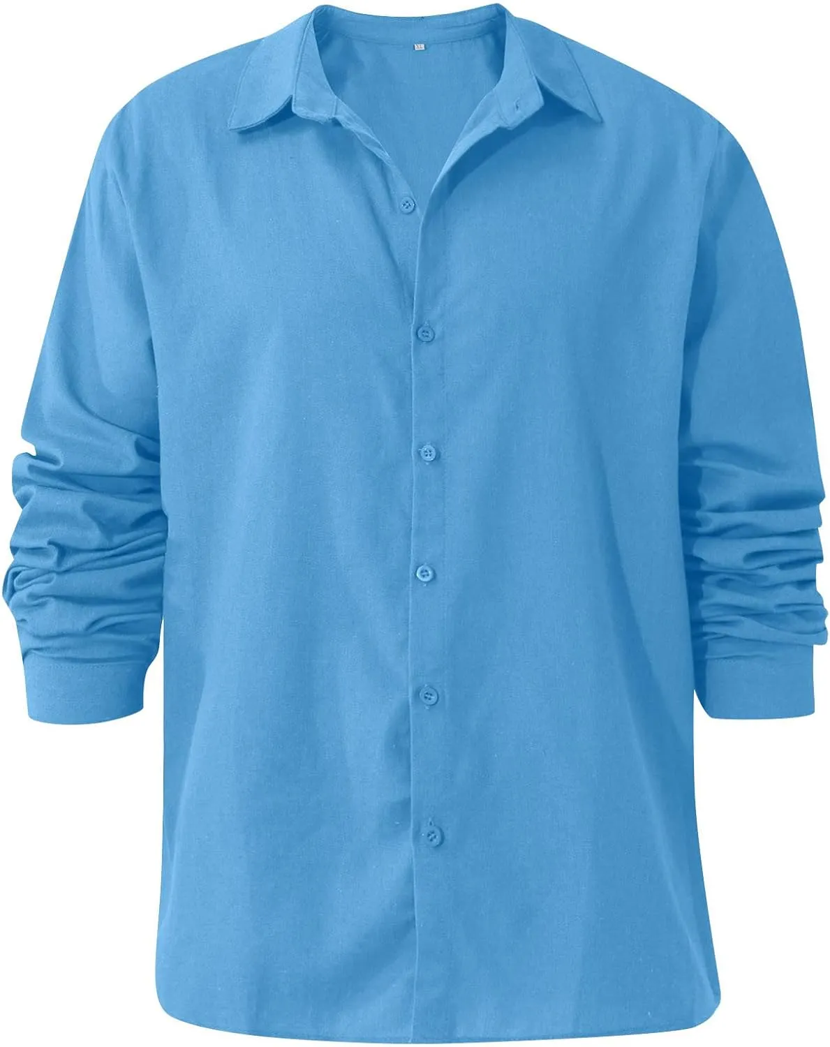 Ymosrh Men's Shirts Casual Button Down Shirt Long Sleeve Solid Color Business Dress Shirts, L-5XL