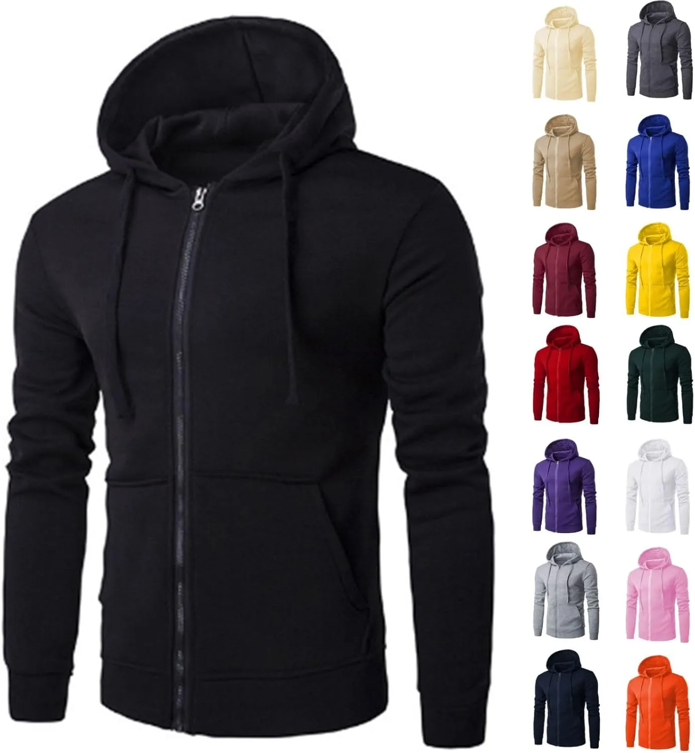 Zip Up Hoodies For Men Lightweight Full Zip Sweatshirt Pullover Athletic Sports Gym Casual Hooded Sweatshirts Jacket